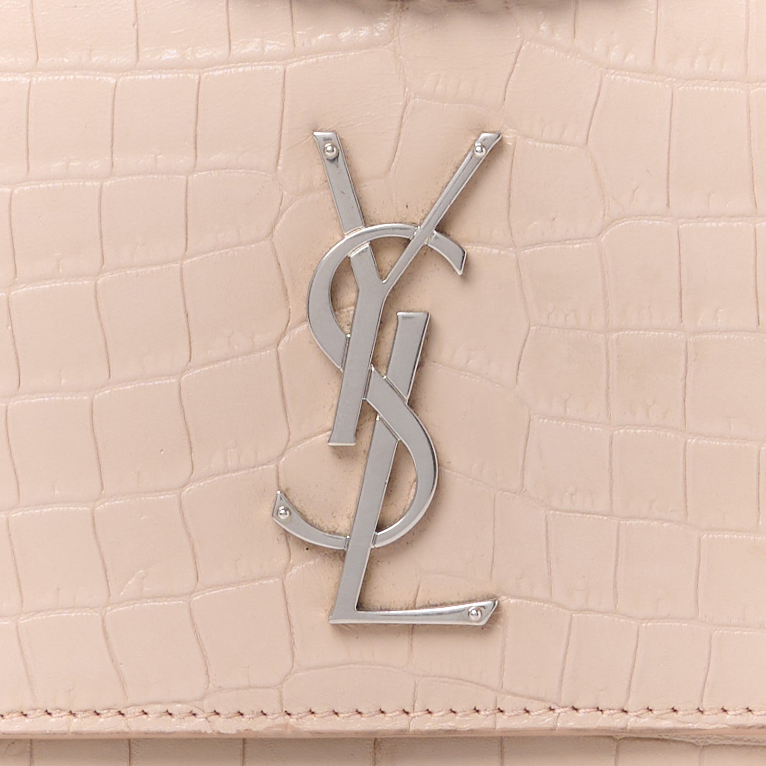 Saint Laurent Calfskin Crocodile Embossed Medium Monogram Sunset Marble Pink 8 of 11