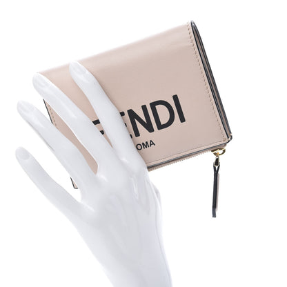 Fendi Vitello Fluffy Logo Medium Wallet Rosa Quarzo Black 2 of 8