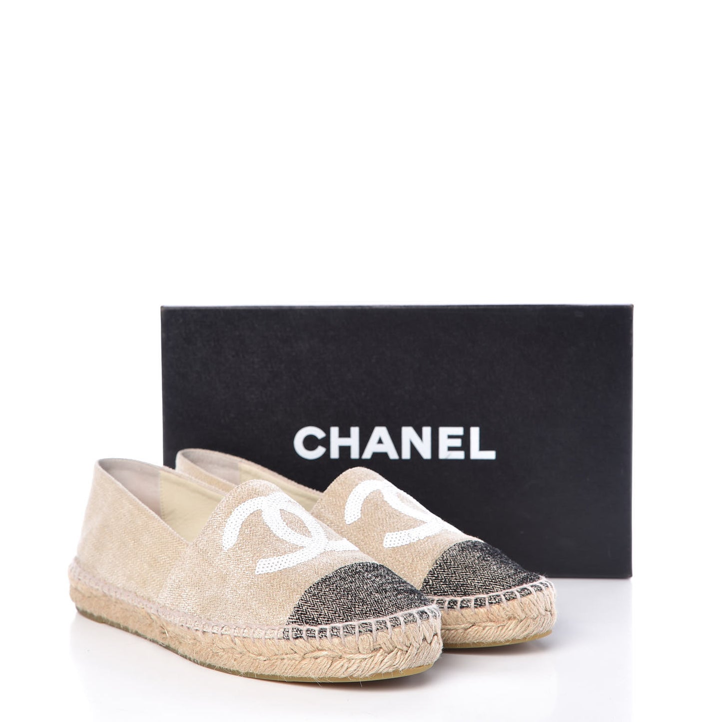 Toile Sequin CC Espadrilles 39 Beige Black