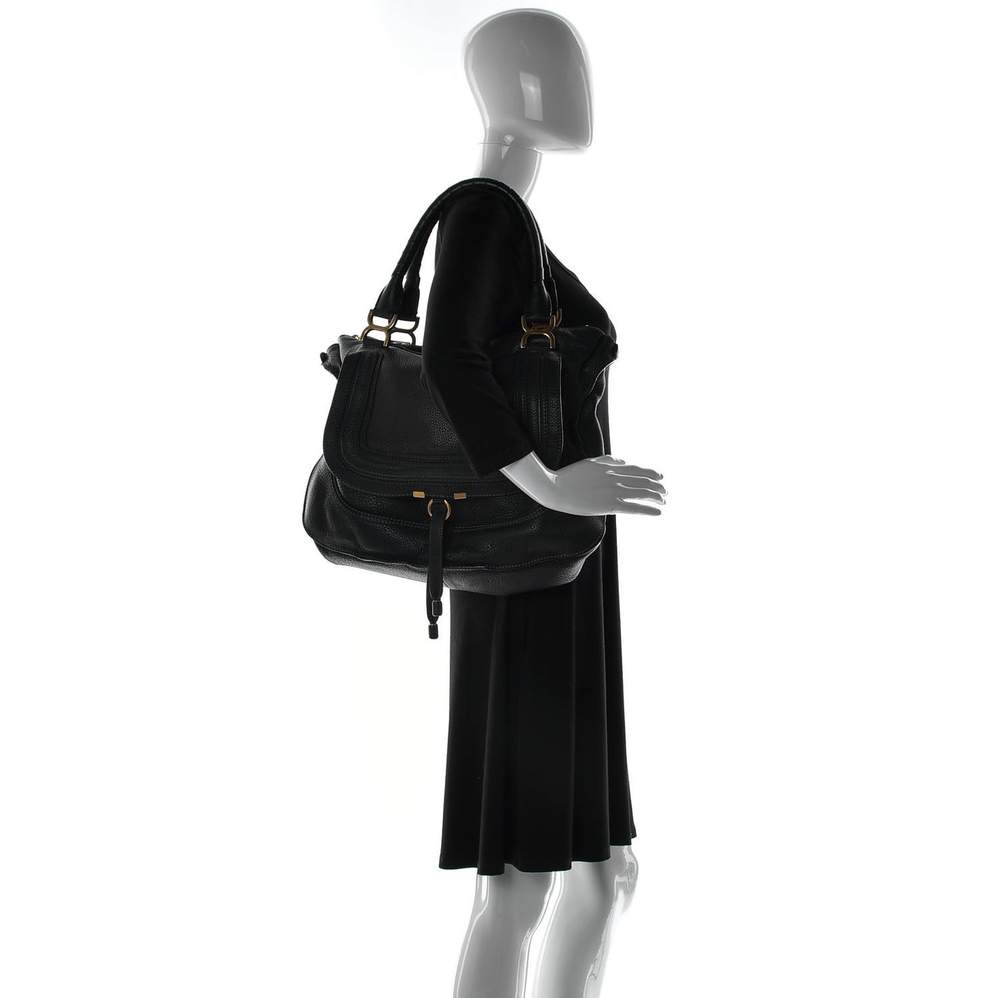 Calfskin Large Marcie Satchel Truffle