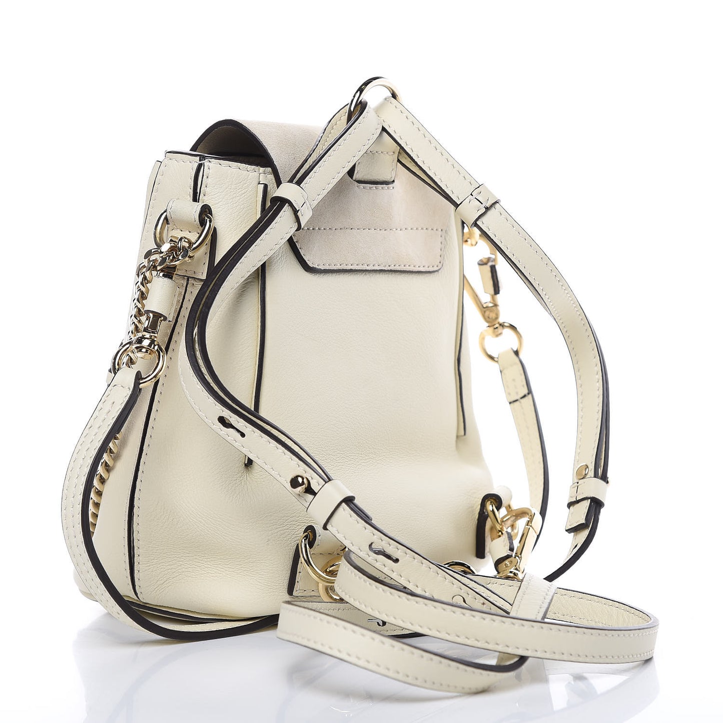Suede Calfskin Mini Faye Backpack Off White
