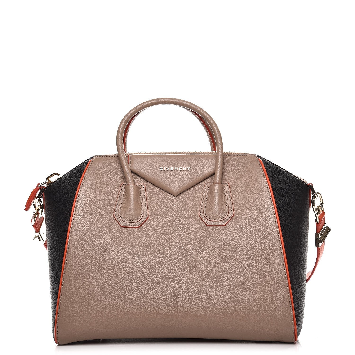 Givenchy Sugar Goatskin Medium Tri-Color Antigona Taupe Black Orange 1 of 9