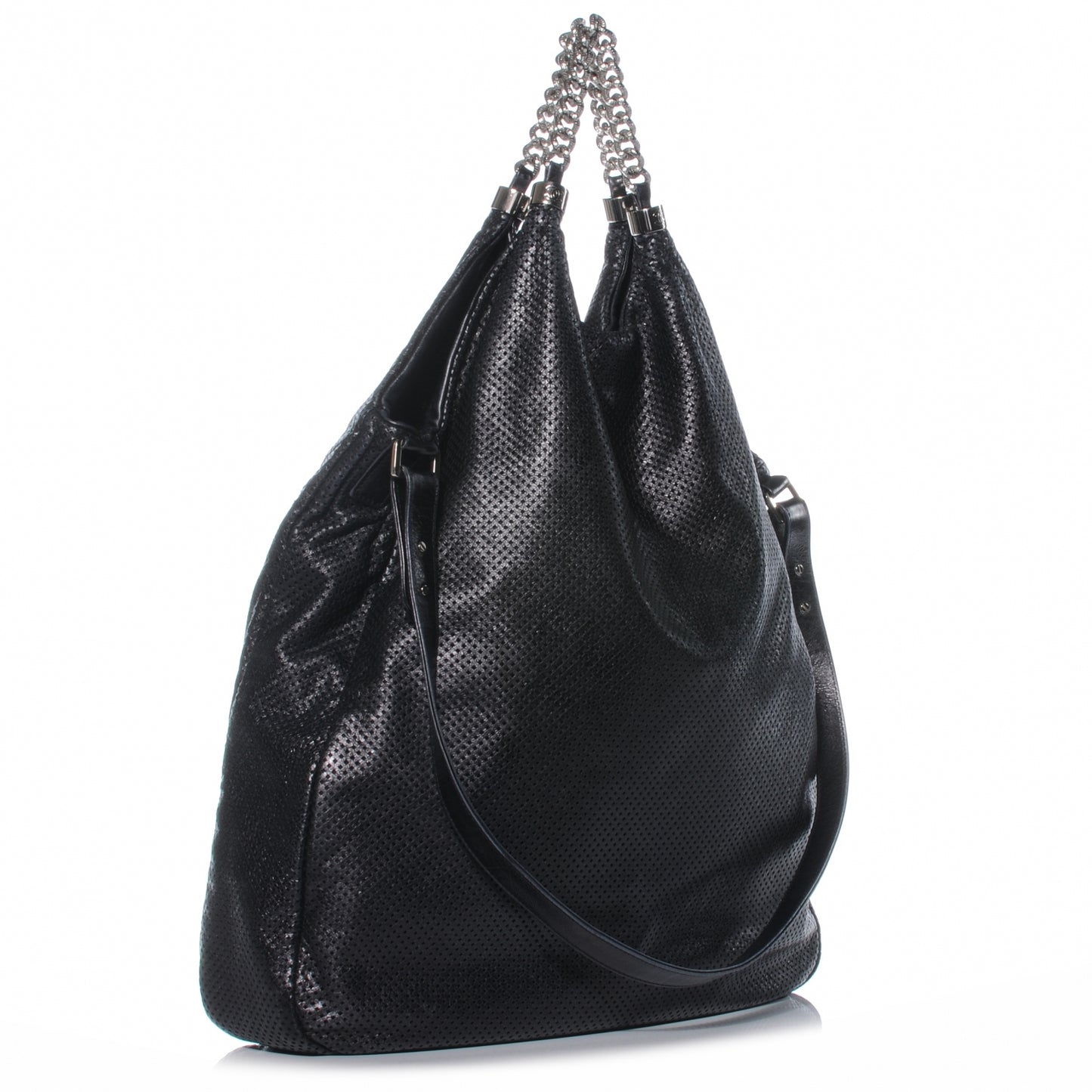 Glazed Calfskin Perforated XL Rodeo Drive Tote Black