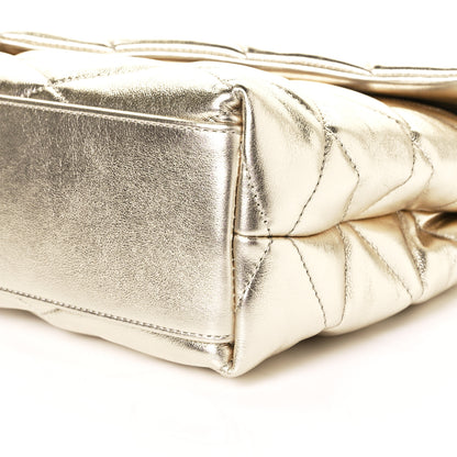Saint Laurent Metallic Lambskin Quilted Sade Puffer Envelope Clutch Platino 10 of 10