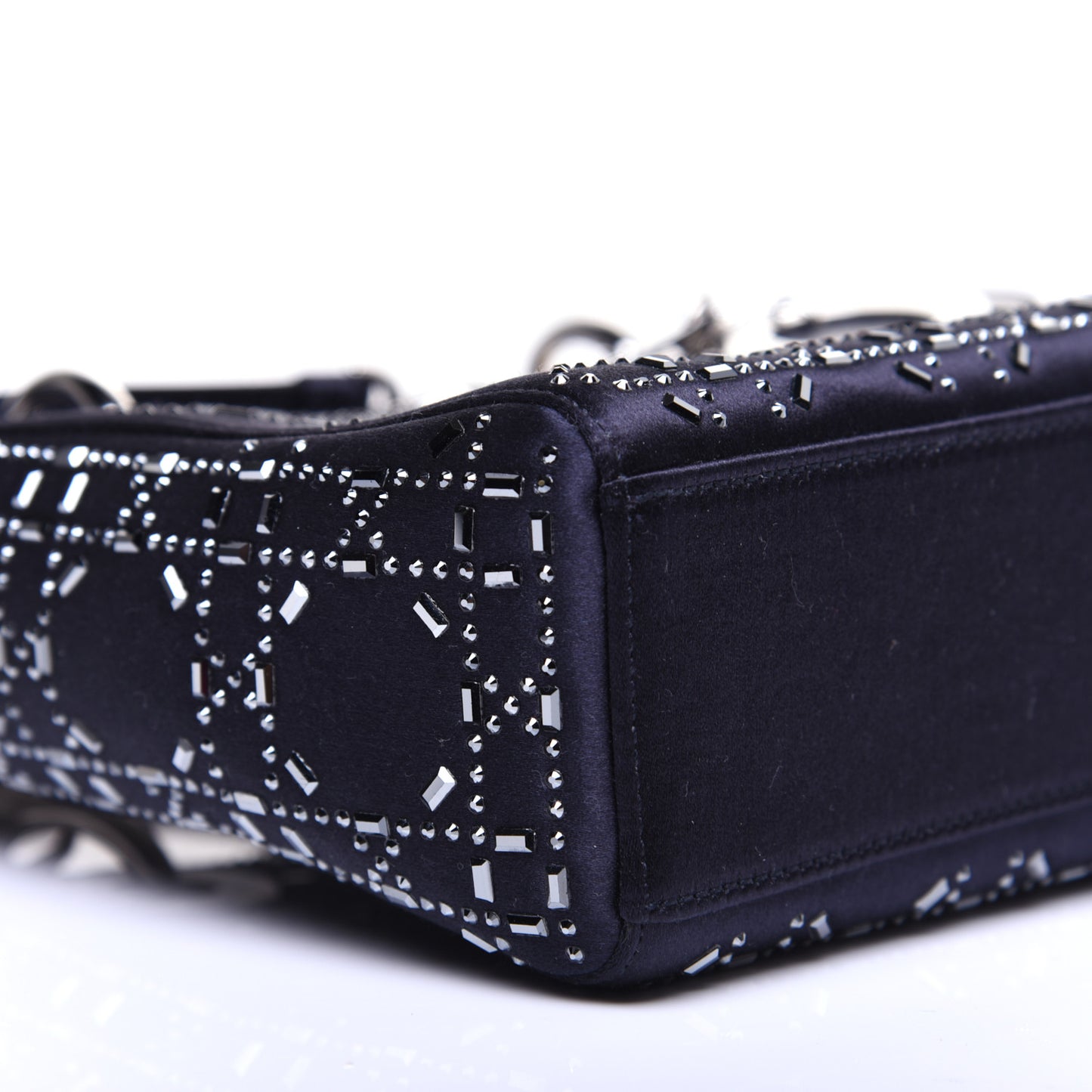 Satin Crystal Cannage Mini Lady Dior Navy