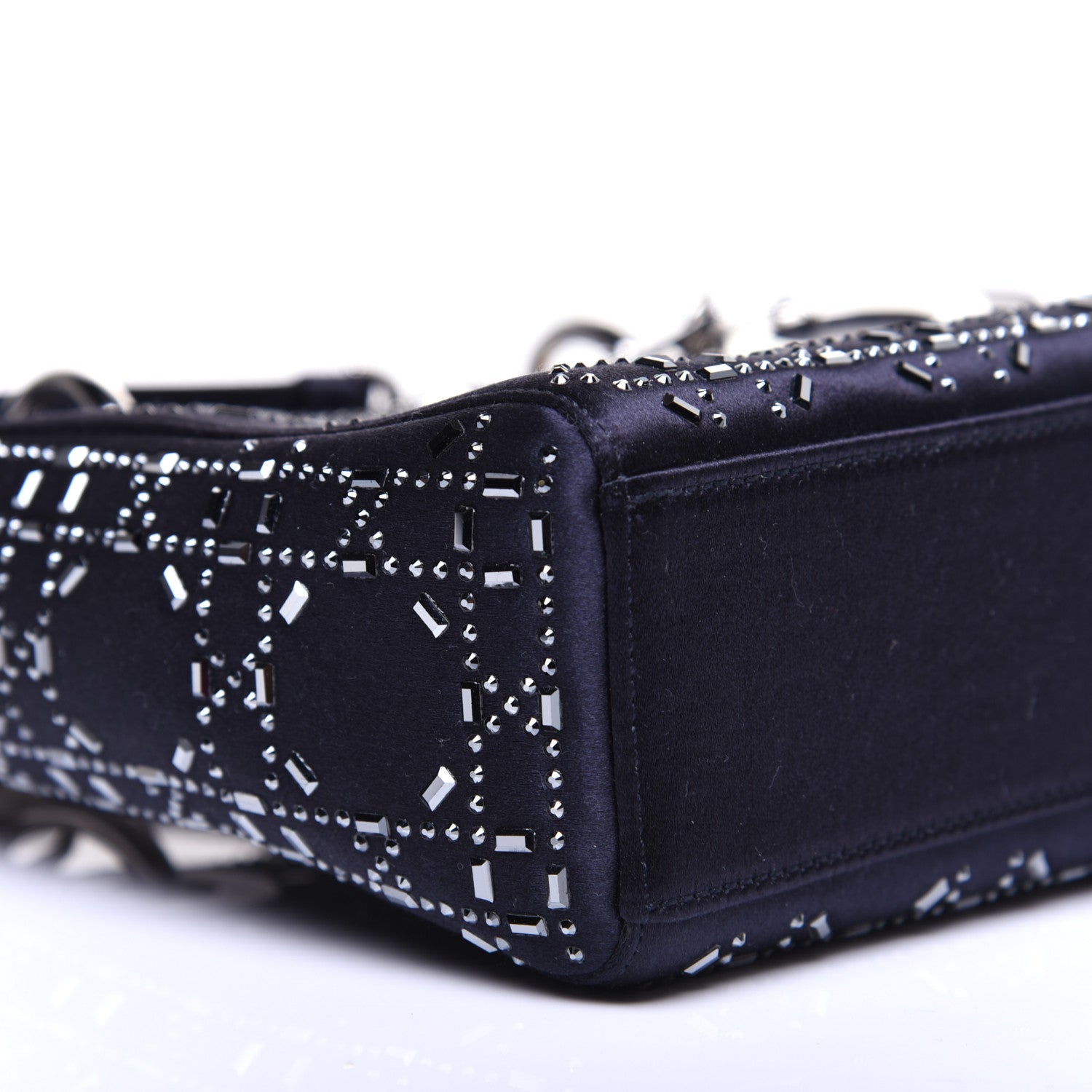 Christian Dior Satin Crystal Cannage Mini Lady Dior Navy 6 of 12