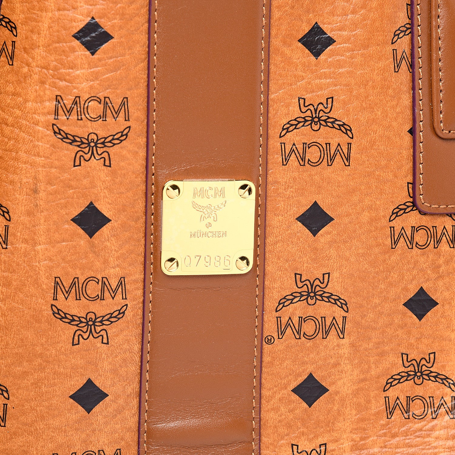 MCM Visetos Large Liz Reversible Shopper Tote Cognac 8 of 8