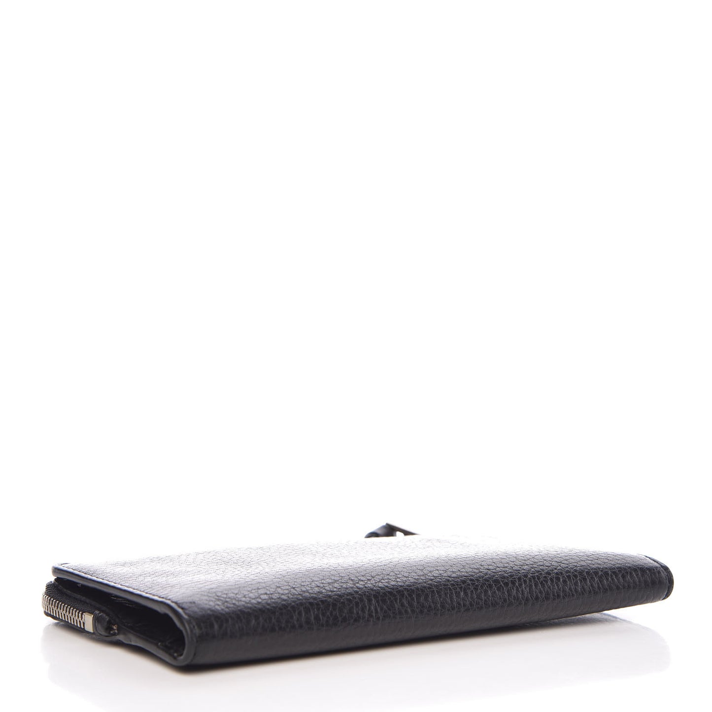 Grained Calfskin Zip Wallet Black