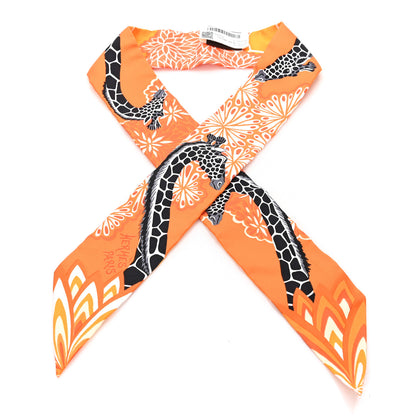 Hermes Silk The Three Graces Twilly Orange Mangue Anthracite 1 of 3