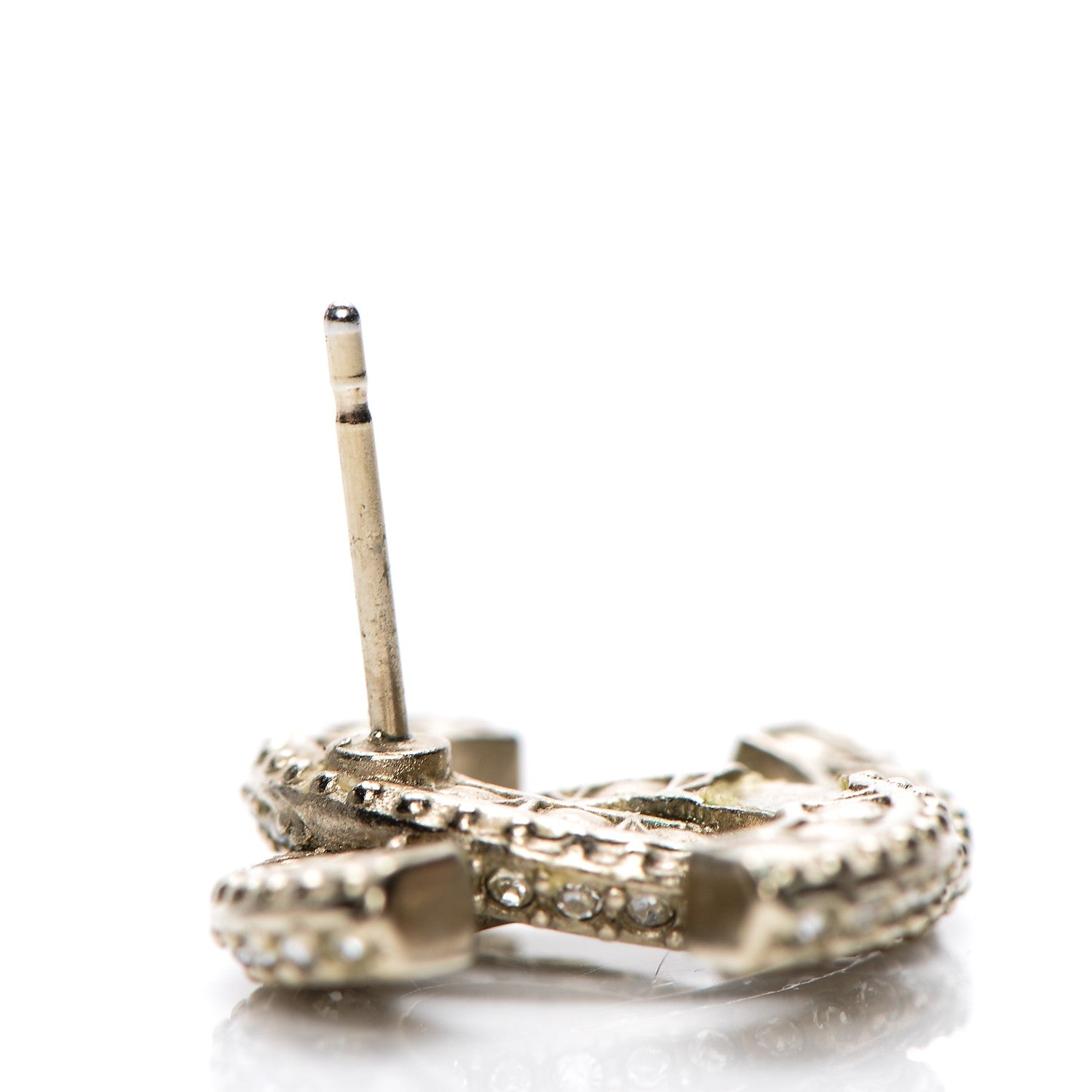 Chanel Crystal CC Earrings Gold 4 of 7