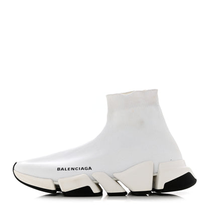 Balenciaga Technical 3D Recycled Knit Bi-Color Sole Womens Speed 2.0 Sneakers 39 White Black 1 of 11