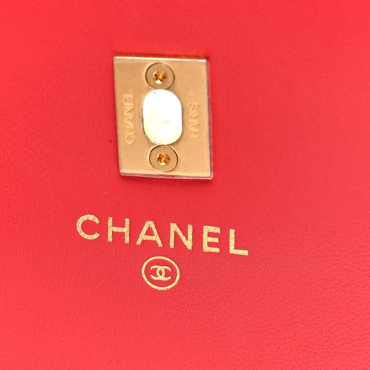 Chanel Lambskin Quilted Pearl Crush Card Holder With Chain Red 6 of 10