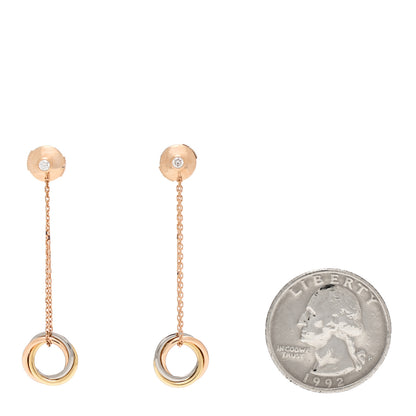 Cartier 18K Pink Yellow White Gold Diamond Small Trinity Drop Earrings 2 of 5