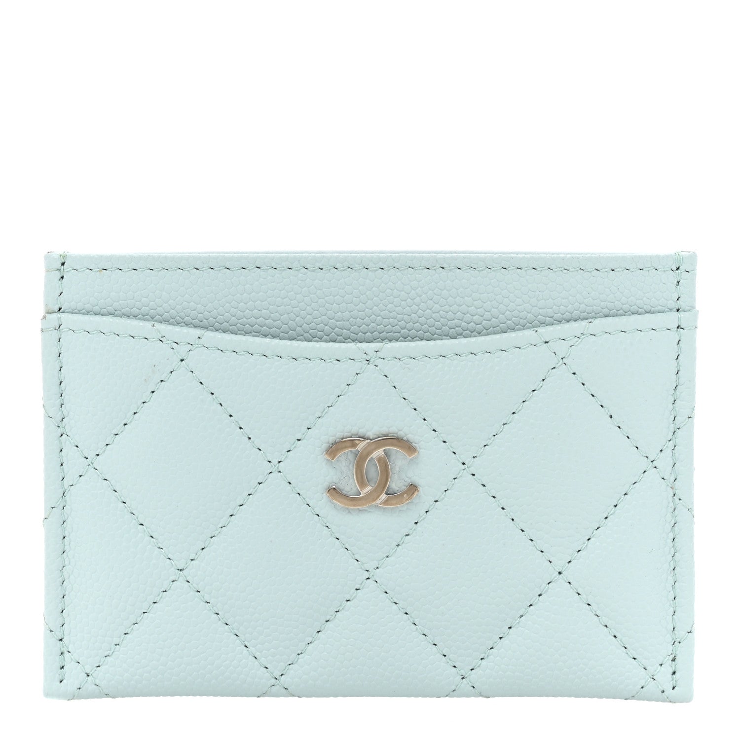 Chanel Caviar Quilted Card Holder Light Blue 1 of 11