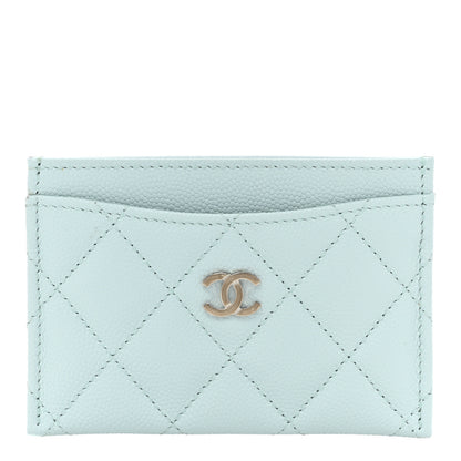 Chanel Caviar Quilted Card Holder Light Blue 1 of 11