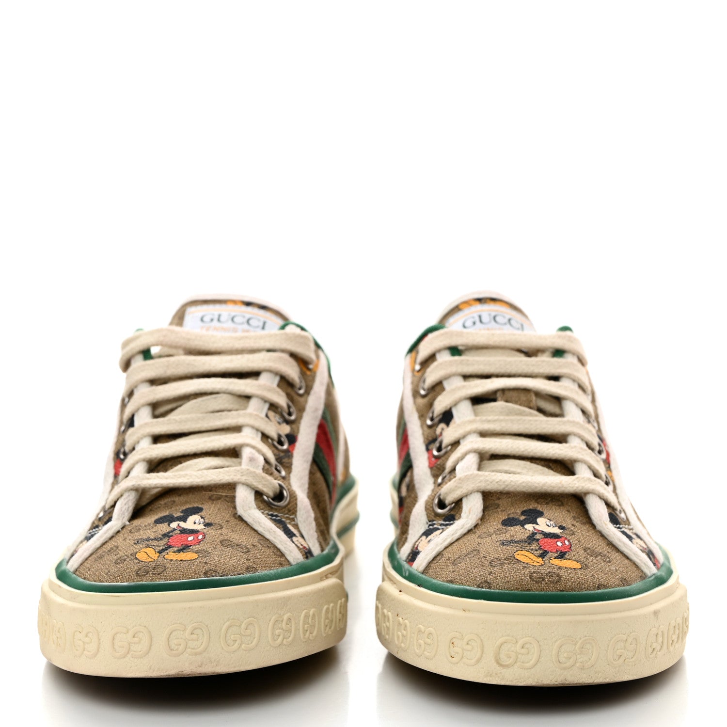 Gucci X DISNEY Mini Vintage GG Supreme Monogram Mickey Mouse 1977 Tennis Sneakers 36.5 Beige Multicolor 2 of 8