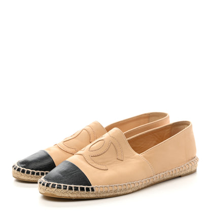 Chanel Lambskin CC Espadrilles 39 Beige Black 3 of 9
