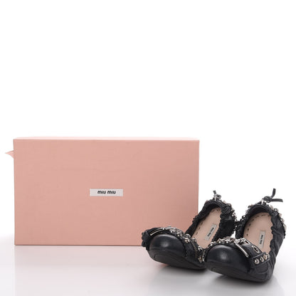 Miu Miu Goatskin Studded Buckle Ballet Flats 36 Denim 11 of 11