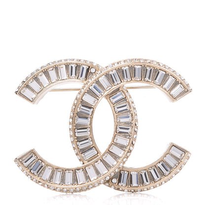 Chanel Baguette Crystal CC Brooch Light Gold 1 of 5