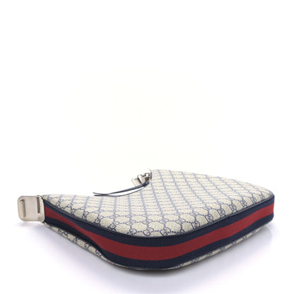 Gucci GG Supreme Monogram Textured Calfskin Web Large Attache Shoulder Bag Beige Blue 4 of 8