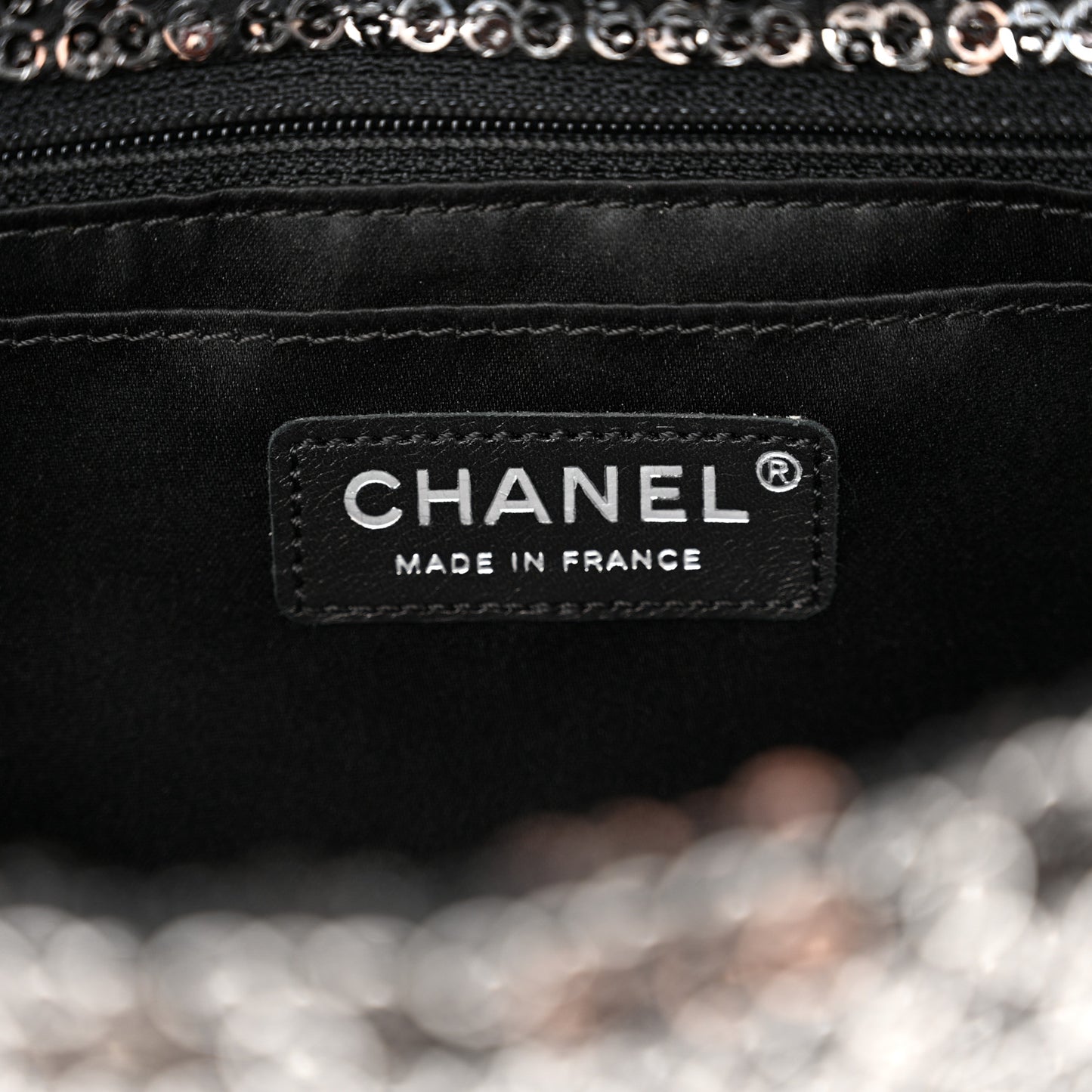 Sequin Medium Single Flap Dark Silver