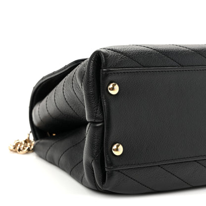 Chanel Grained Calfskin Small Chevron Chic Top Handle Flap Black 9 of 12