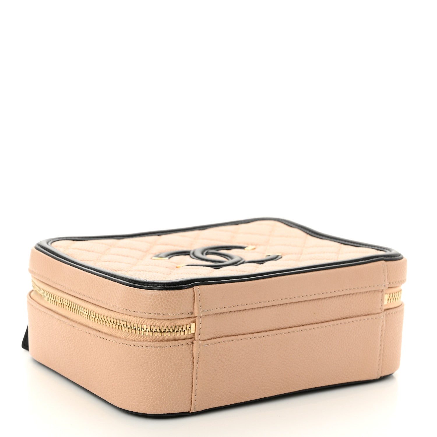 Chanel Caviar Quilted Medium CC Filigree Vanity Case Beige Black 4 of 10