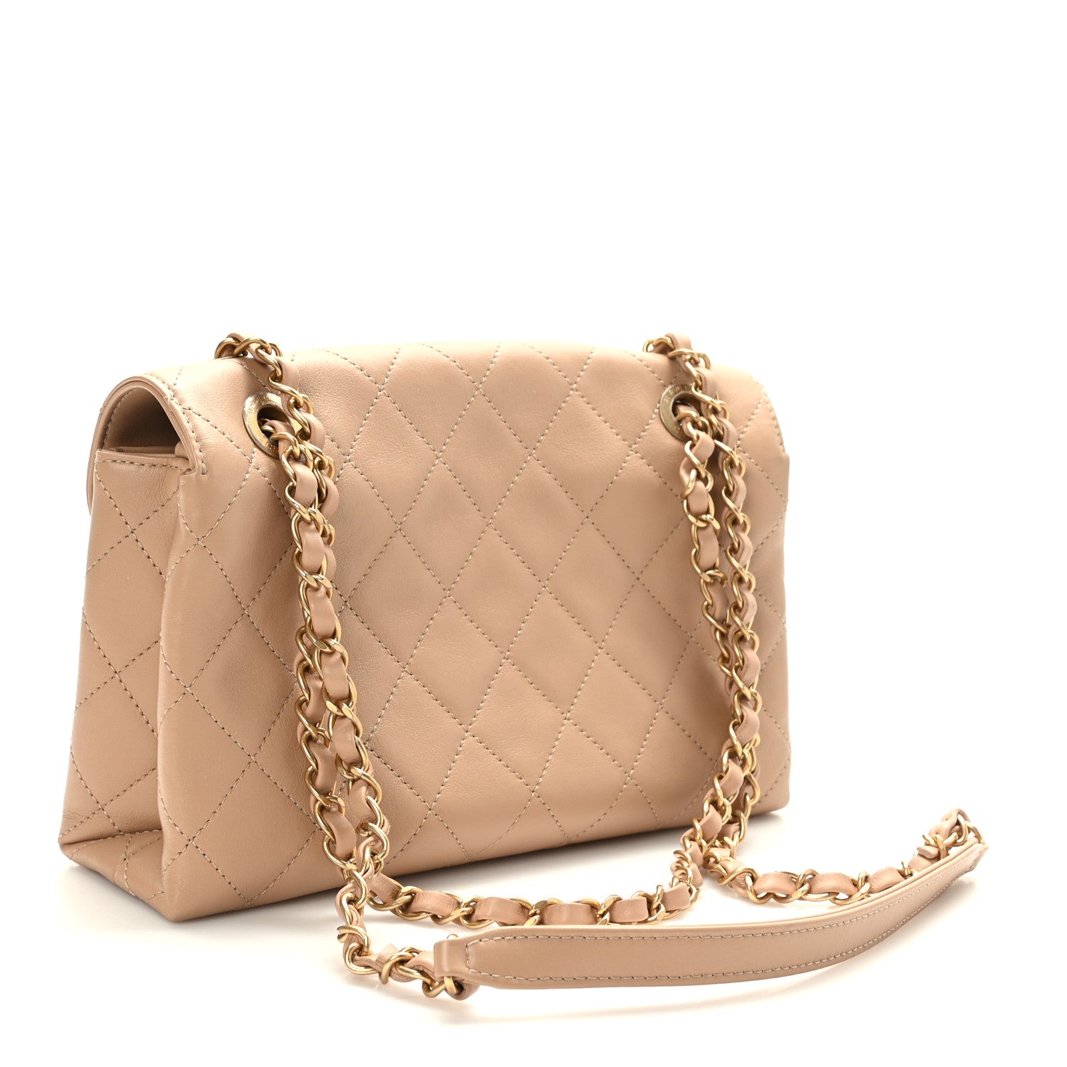 Chanel Calfskin Quilted Enchained Flap Beige 3 of 9