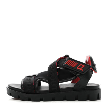 Christian Louboutin Calfskin Velcrissimo Flat Sandals 35.5 Black 1 of 11