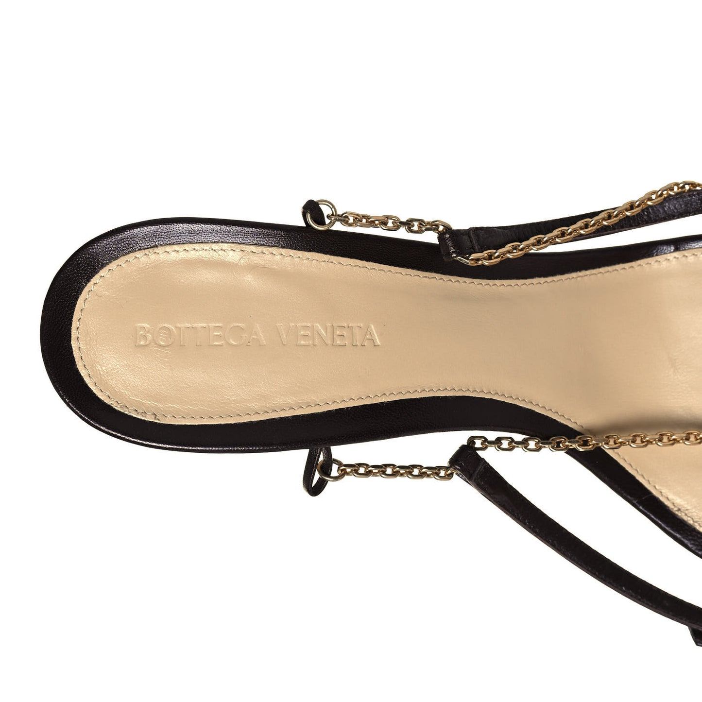 Lambskin Stretch Chain Strap 90mm Sandals 40 Ebony