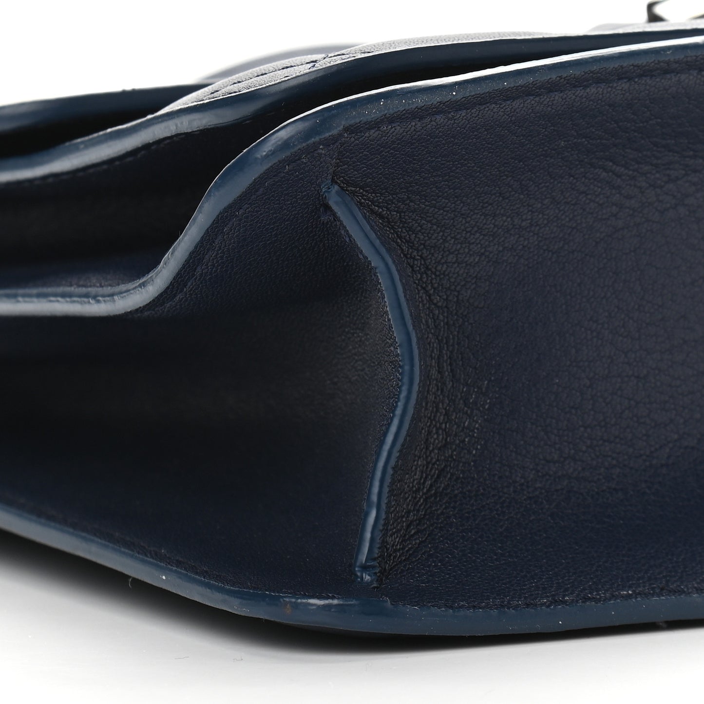 Goatskin Quilted Large CC Box Flap Navy