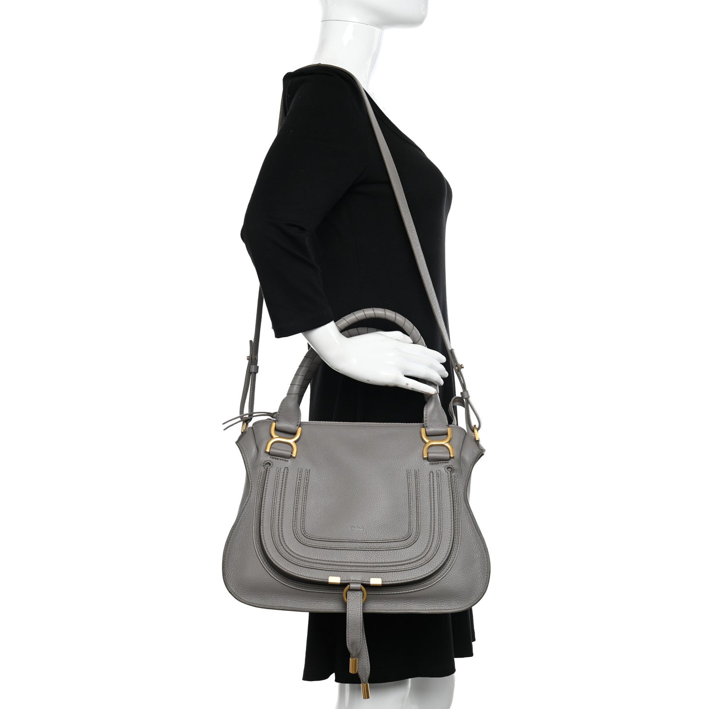 Calfskin Medium Marcie Satchel Cashmere Grey