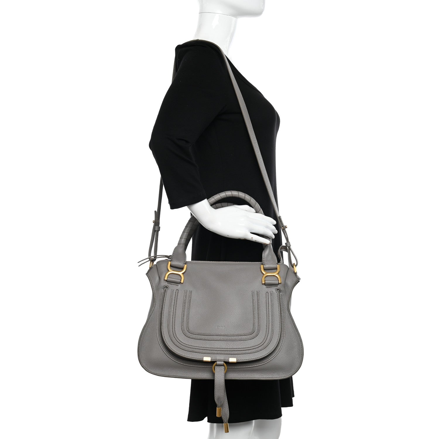 Chloe Calfskin Medium Marcie Satchel Cashmere Grey 3 of 9