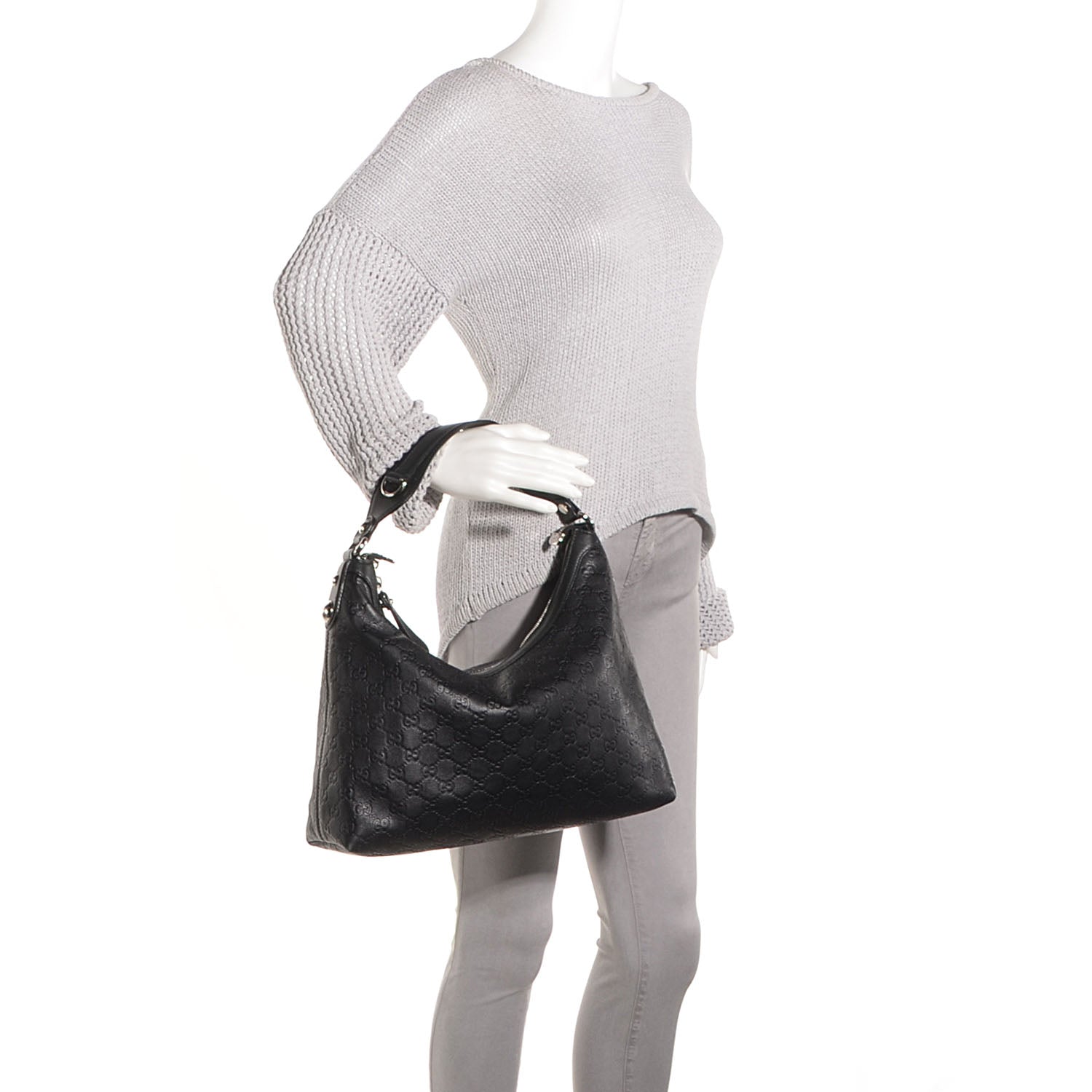 Gucci Guccissima Medium Icon Bit Hobo Black 2 of 7