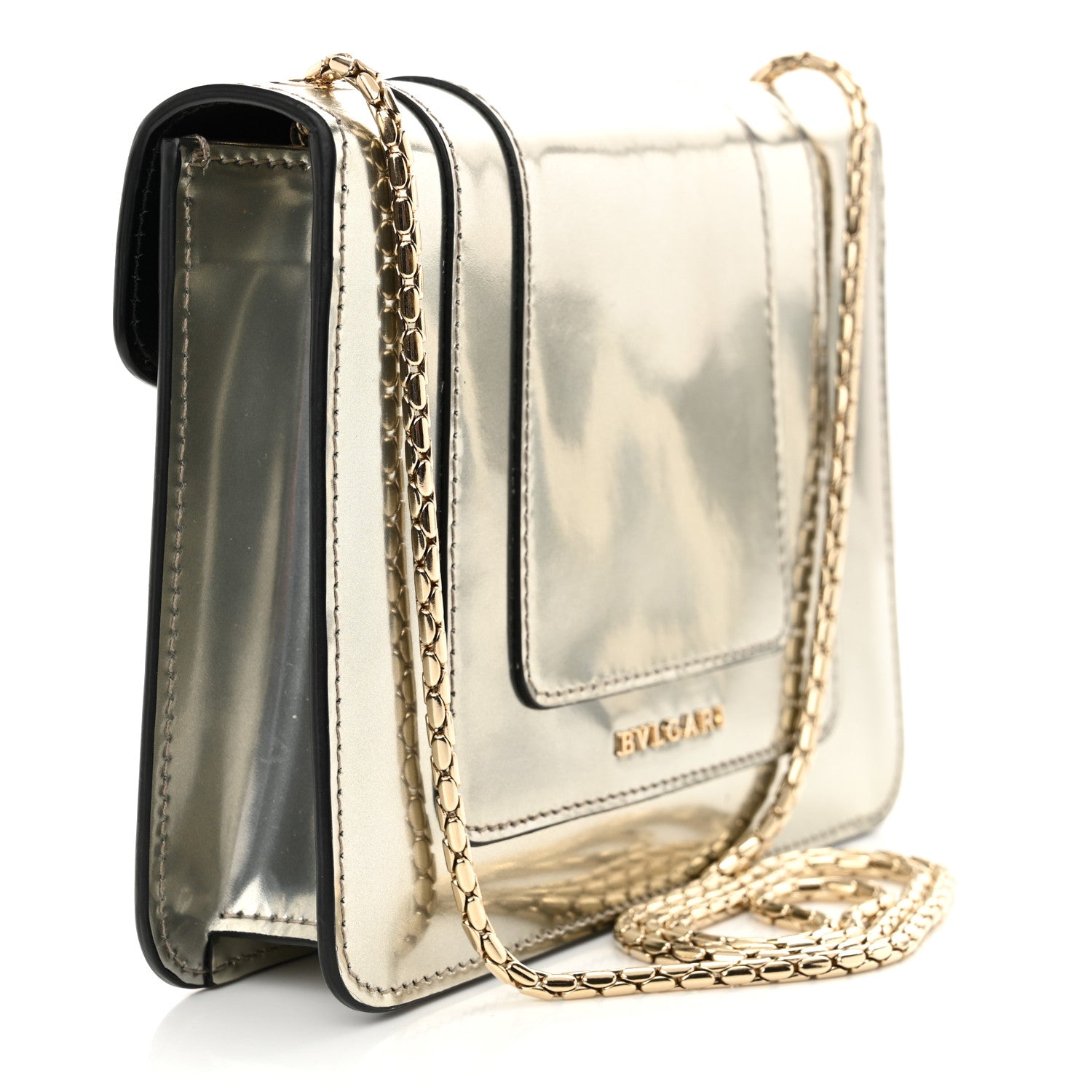 Bulgari Metallic Calfskin Small Serpenti Forever Snake Strap Crossbody Bag Silver 4 of 11