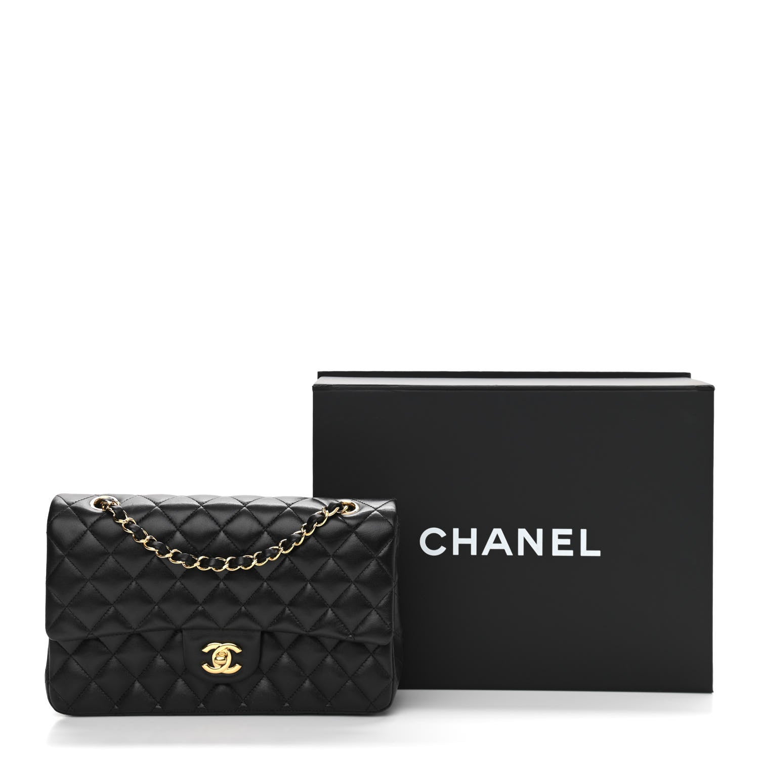 Chanel Lambskin Quilted Medium Double Flap Black 14 of 14