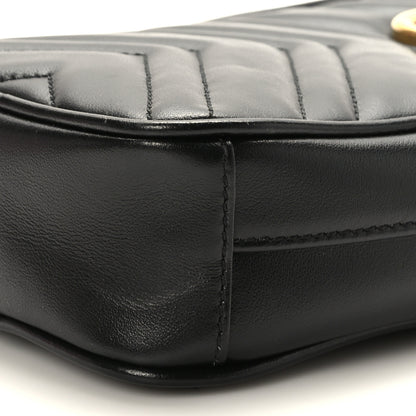 Gucci Calfskin Matelasse Mini GG Marmont Crossbody Bag Black 9 of 10