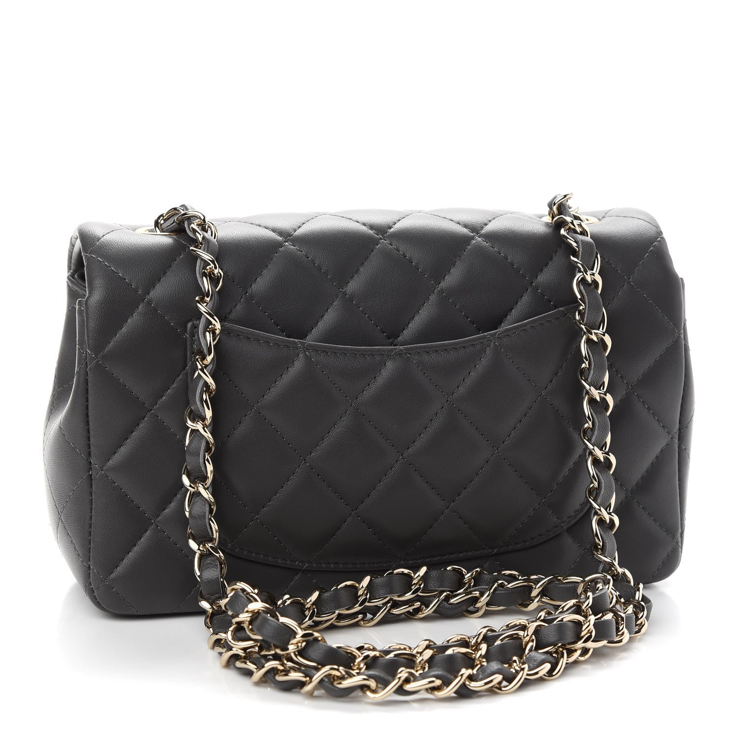 Chanel Lambskin Quilted Mini Rectangular Flap Dark Grey 2 of 9
