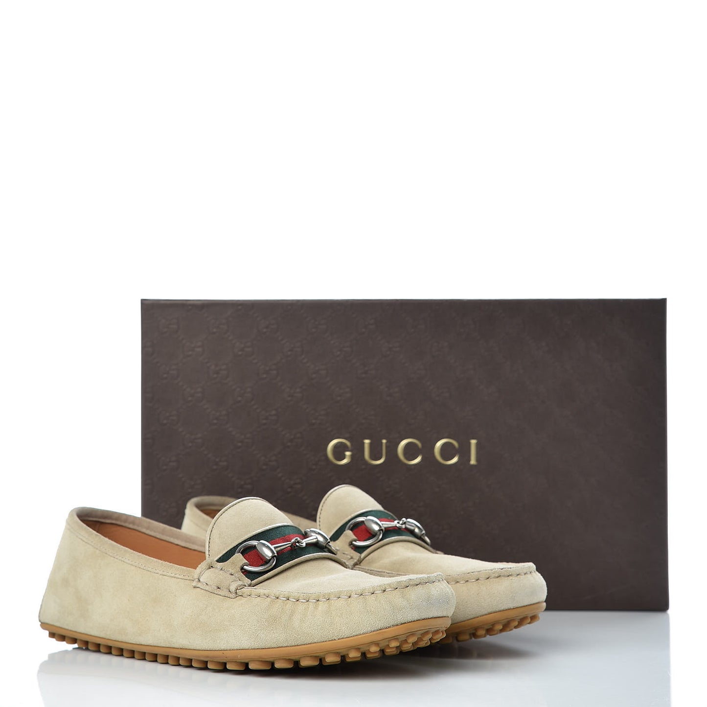Suede Web Mens Horsebit Driver Loafers 8 Oatmeal