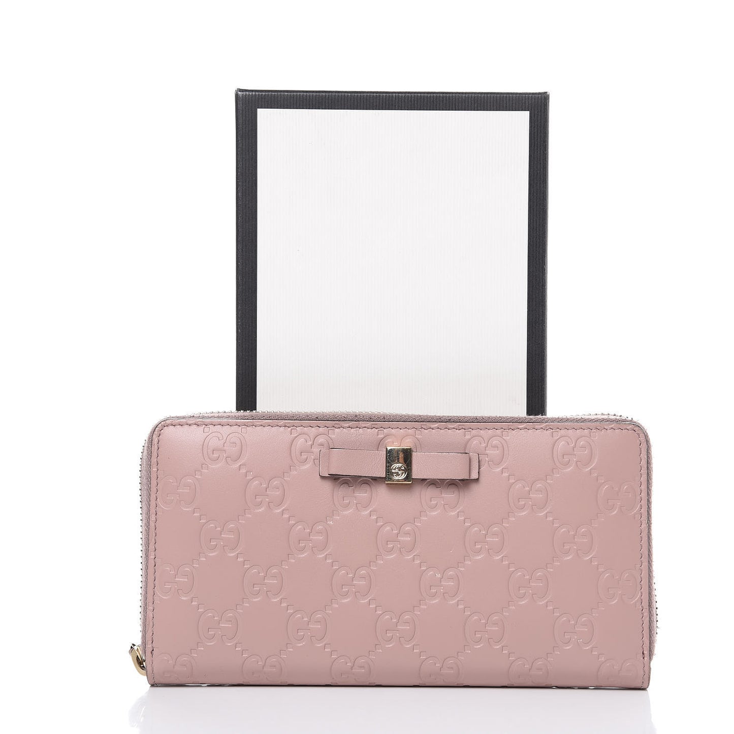 Guccissima Bow Zip Around Wallet Pink