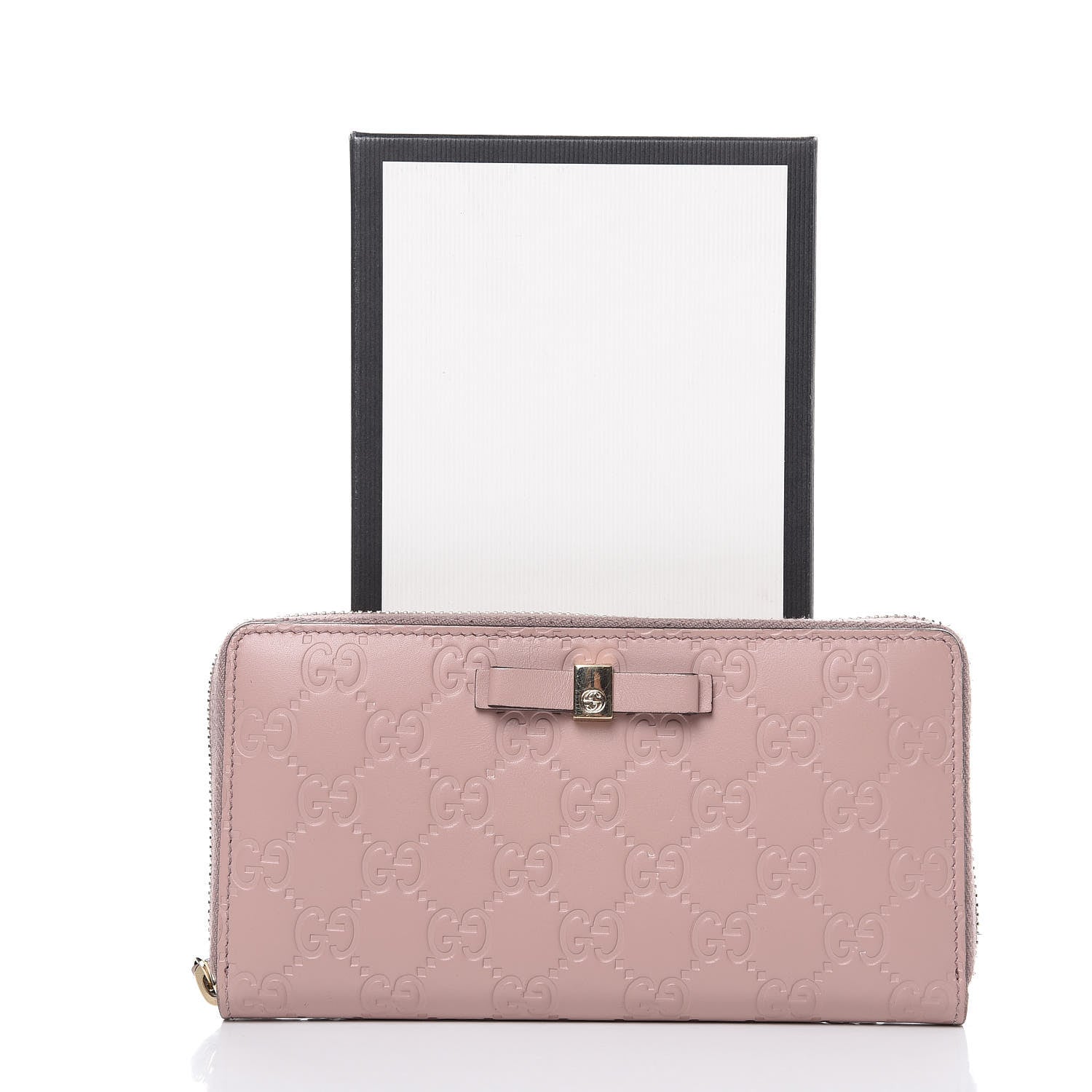 Gucci Guccissima Bow Zip Around Wallet Pink 12 of 13