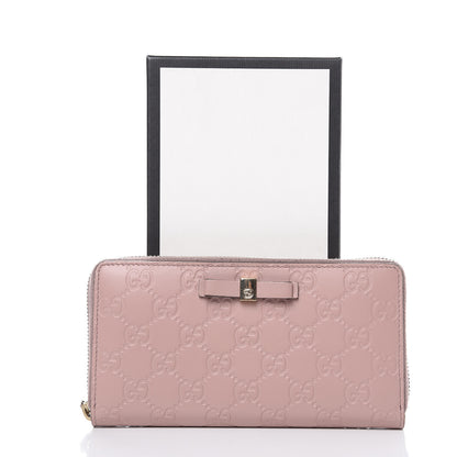 Gucci Guccissima Bow Zip Around Wallet Pink 12 of 13