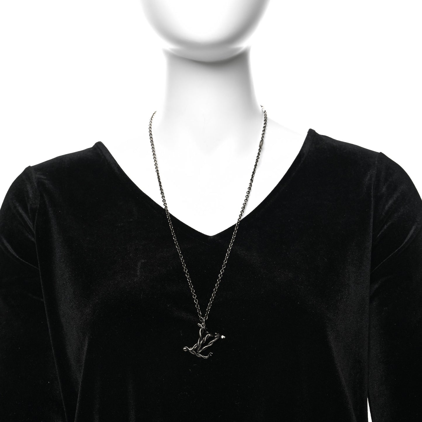 LV Vine Pendant Necklace Silver
