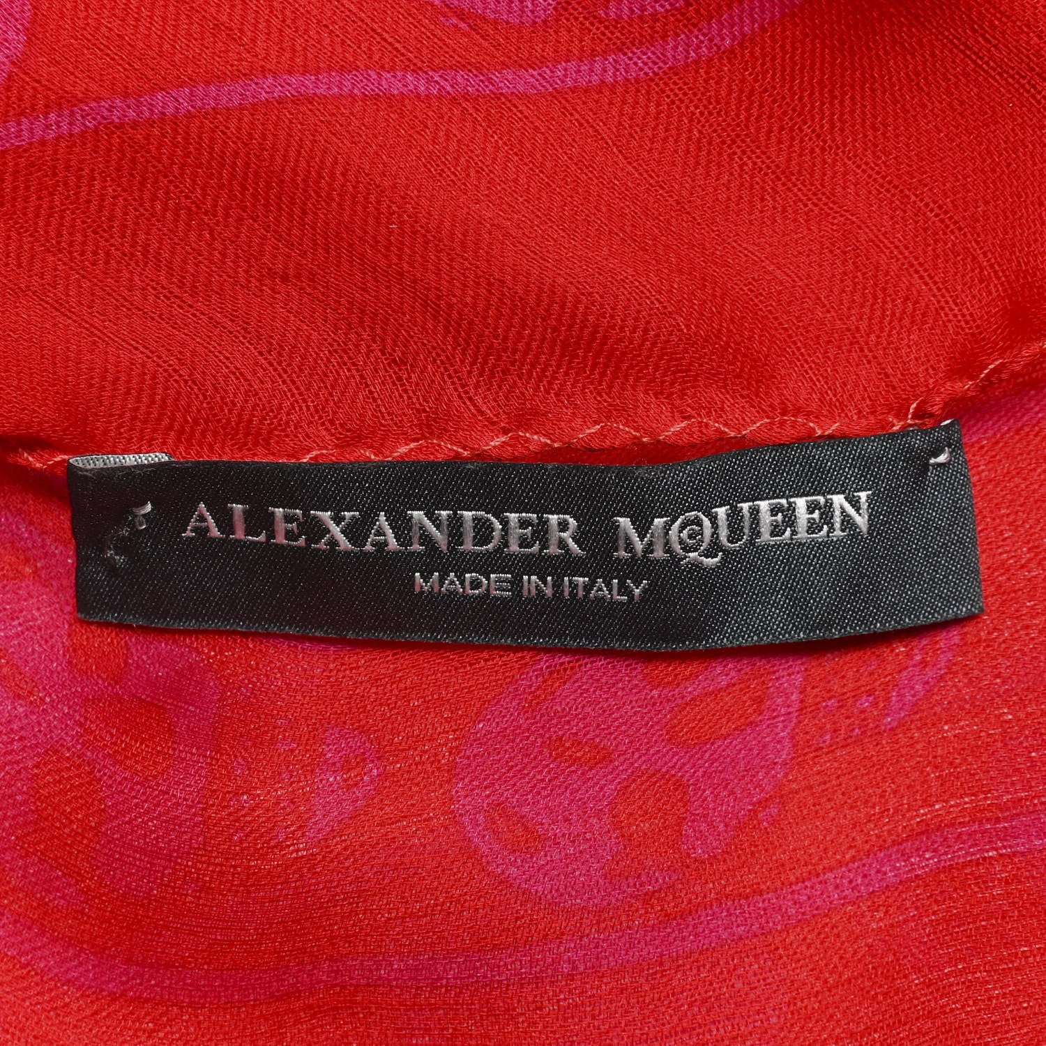 Alexander McQueen Silk Chiffon Skull Scarf Red 3 of 6