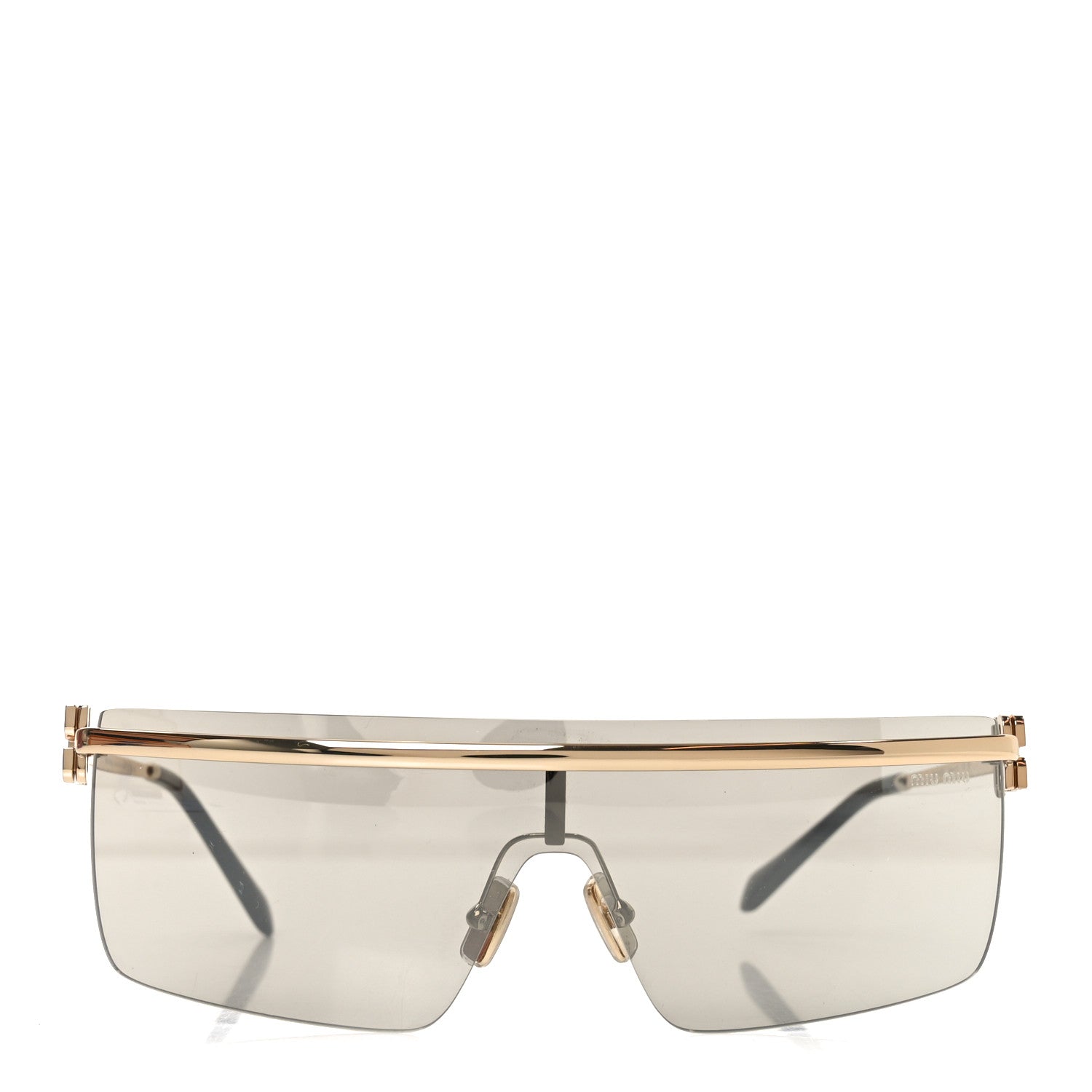 Miu Miu Metal Rectangle Shield Sunglasses SMU50Z Grey Gold 2 of 7