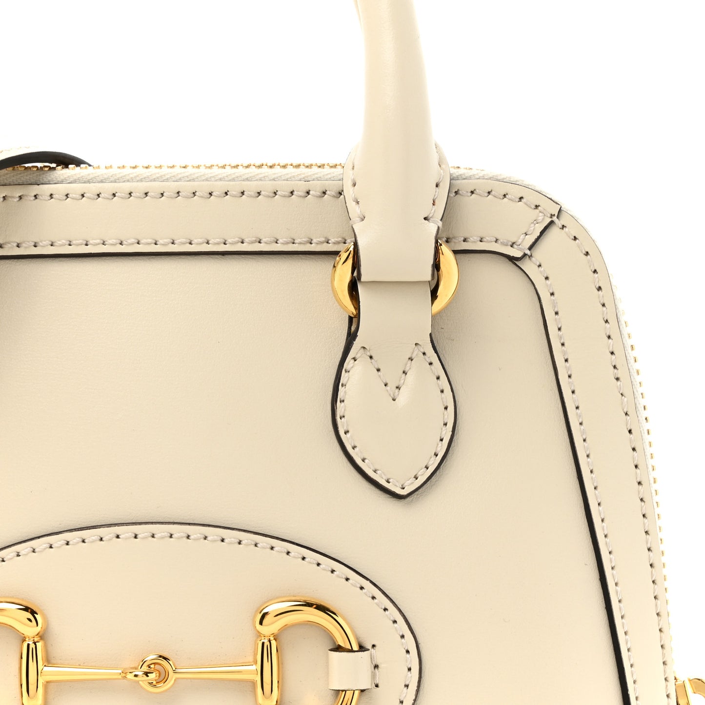 Boarded Plutone Calfskin Mini Horsebit 1955 Top Handle Bag Mystic White