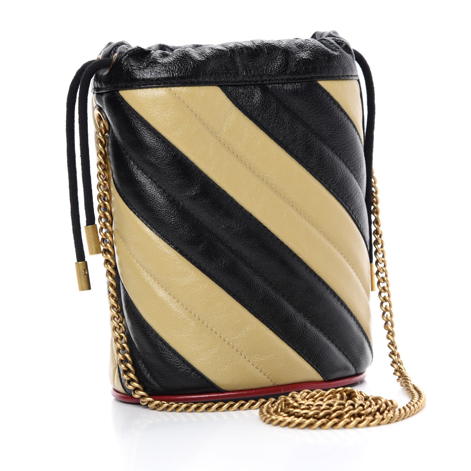 Gucci Azalea Calfskin Matelasse Diagonal Patchwork Mini Torchon GG Marmont 2.0 Bucket Bag Black Beige Romantic Cerise 3 of 11