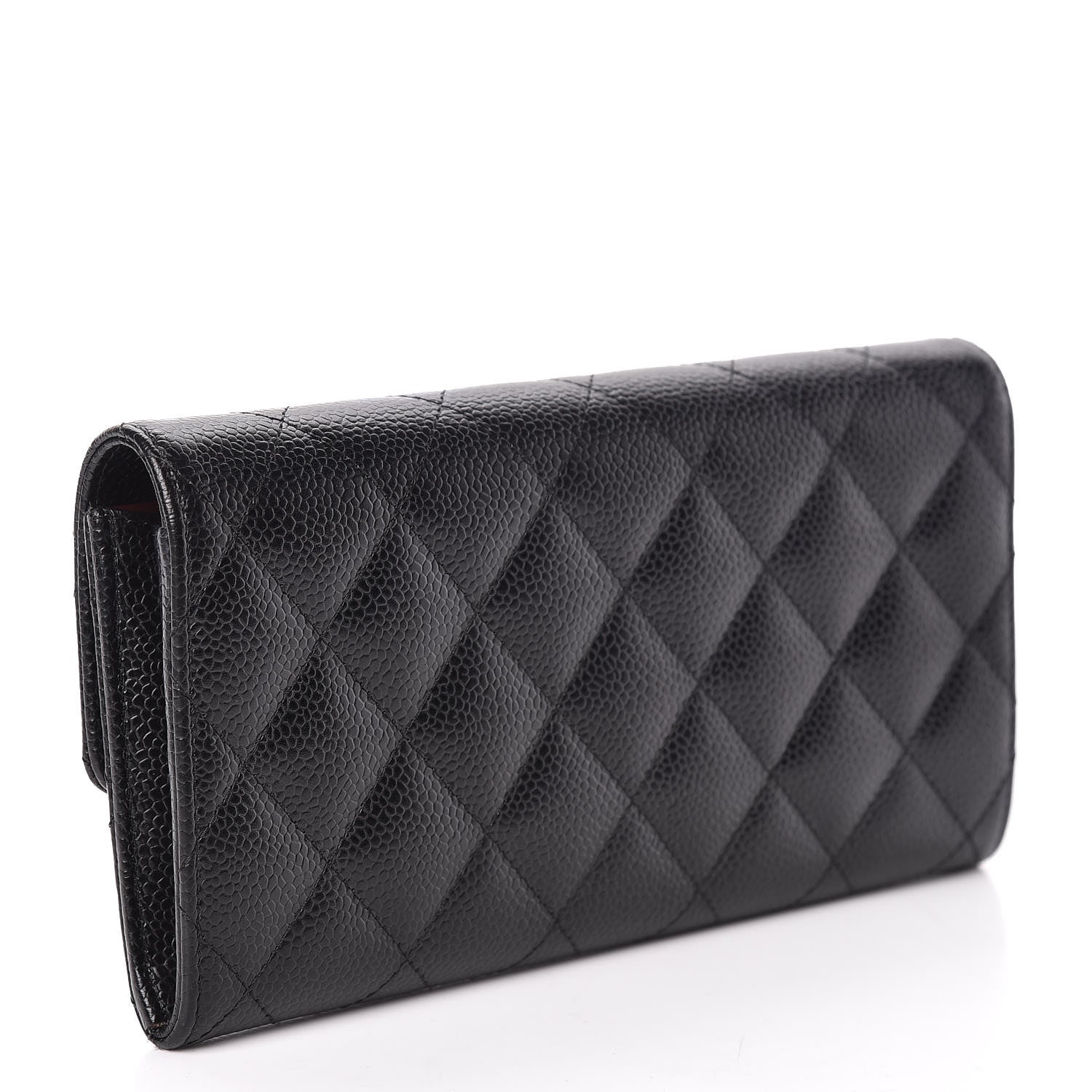 Chanel Caviar Quilted Large Gusset Flap Wallet Black 3 of 9