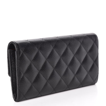 Chanel Caviar Quilted Large Gusset Flap Wallet Black 3 of 9