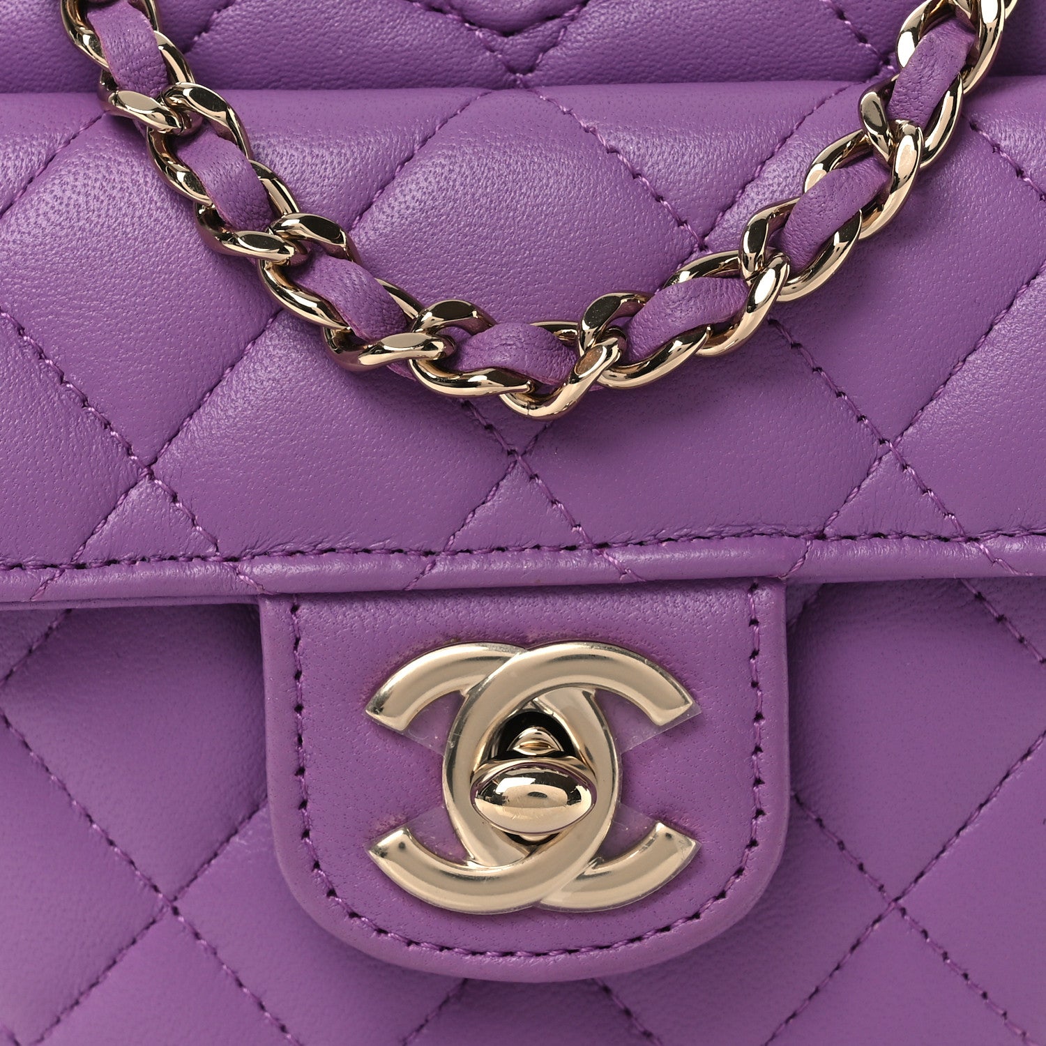 Chanel Lambskin Quilted CC In Love Heart Clutch With Chain Purple 8 of 12